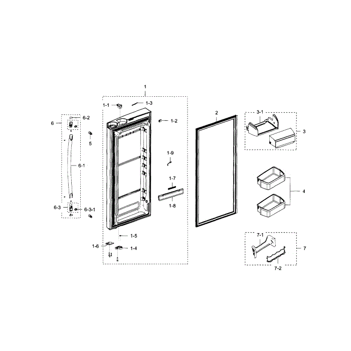Refrigerator Door R Diagram and Parts List for RFG238AARS XAA-00 Samsung Refrigerator
