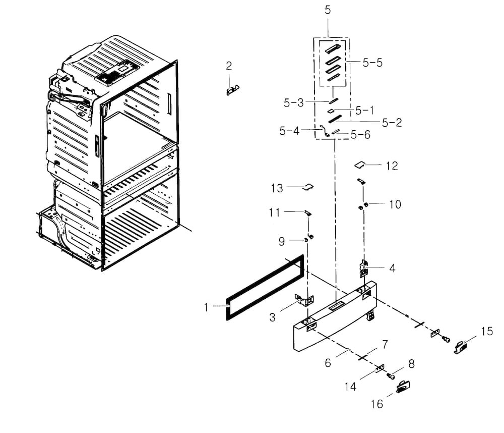 Flexzone Diagram and Parts List for RF25HMEDBWW AA-0002 Samsung Refrigerator