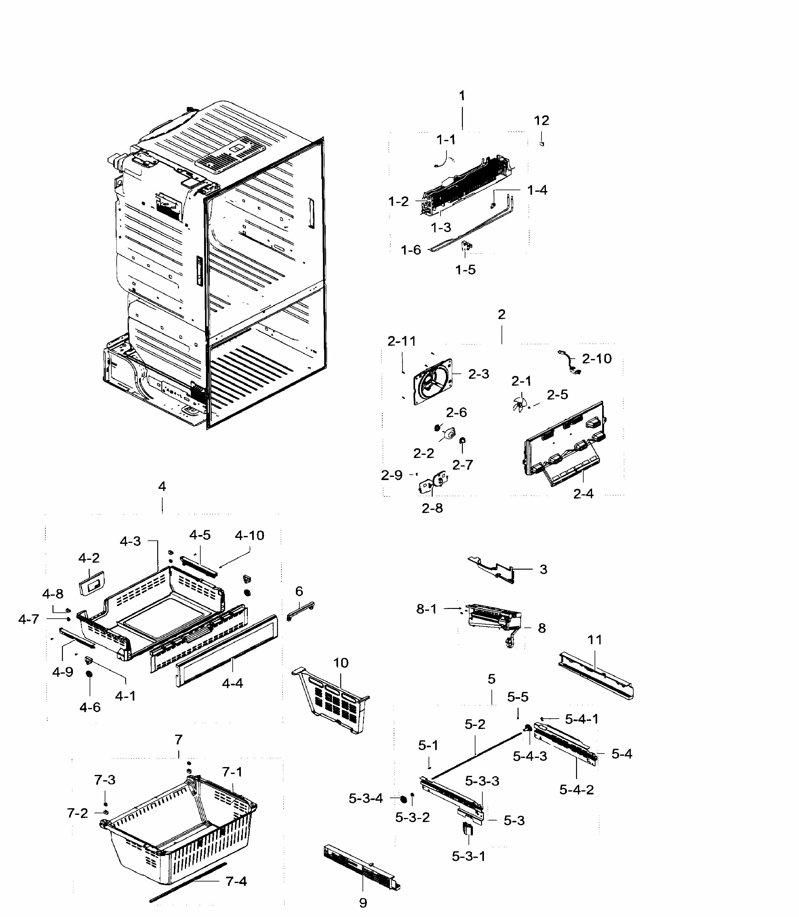 Freezer Diagram and Parts List for RF28HFEDBWW AA-0004 Samsung Refrigerator