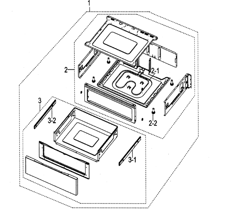 Drawer Diagram and Parts List for FTQ352IWUW XAA-00 Samsung Range