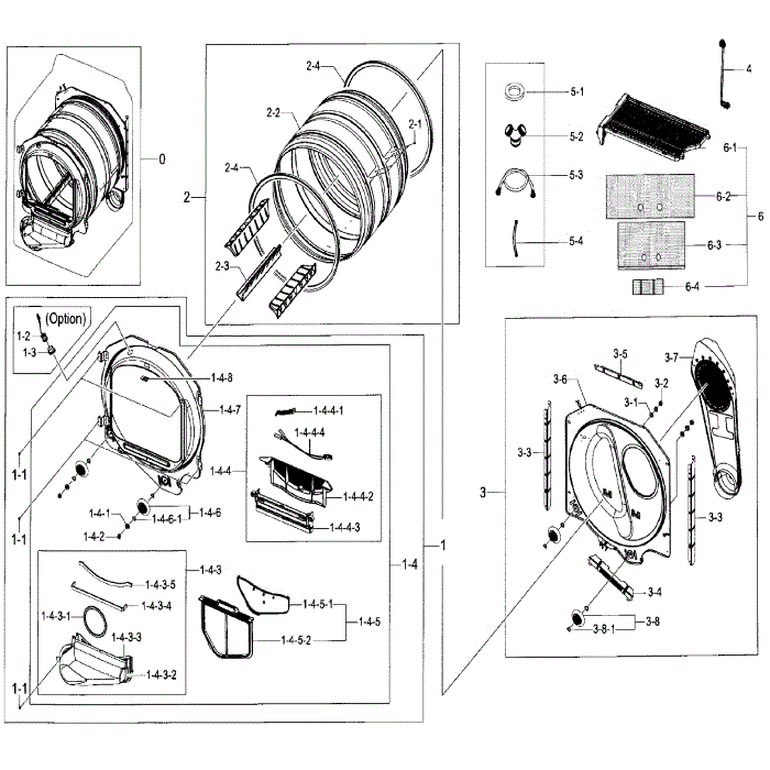 Drum Diagram and Parts List for DV52J8700EP A2-00 Samsung Dryer