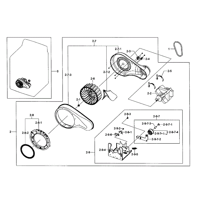 Motor Assembly Diagram and Parts List for DV484ETHAWR A1-01 Samsung Dryer
