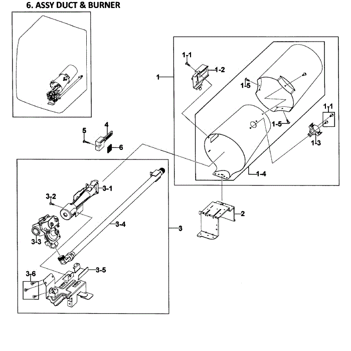 Heater Assembly Diagram and Parts List for DV419AGU XAA-02 Samsung Dryer