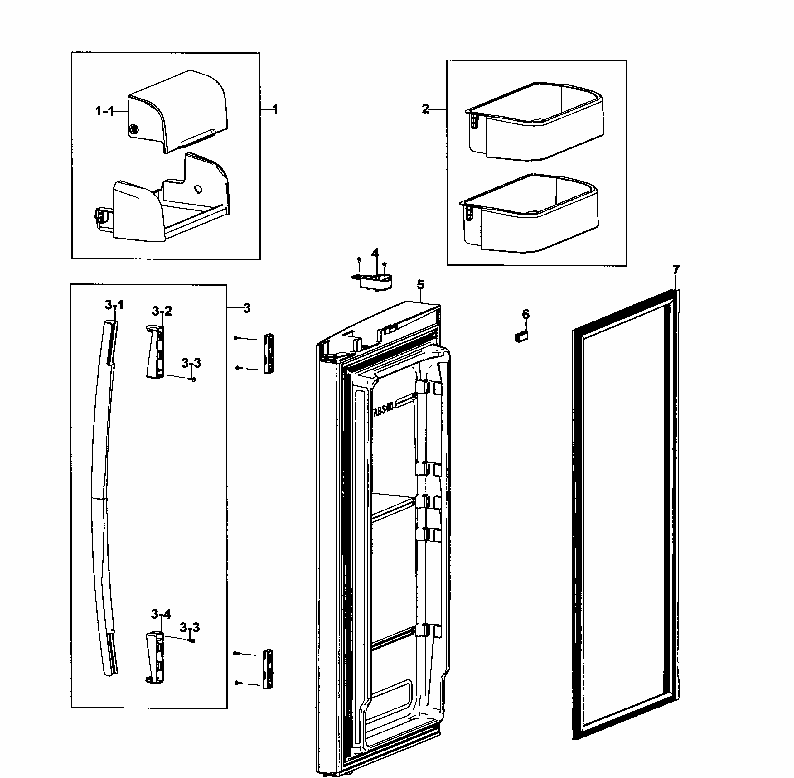 Door Right Diagram and Parts List for RF266ACWP XAA-0000 Samsung Refrigerator