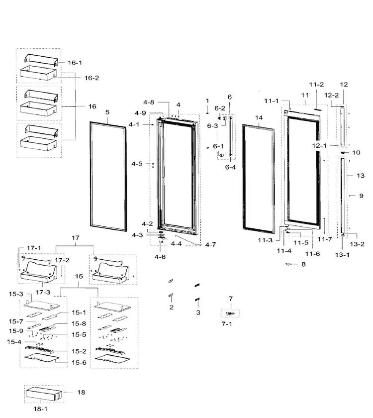 Right Door Diagram and Parts List for RH29H9000SR AA-0003 Samsung Refrigerator