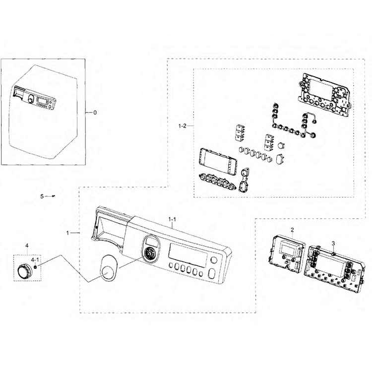 Control Panel Diagram and Parts List for WF448AAP XAA-0008 Samsung Washer