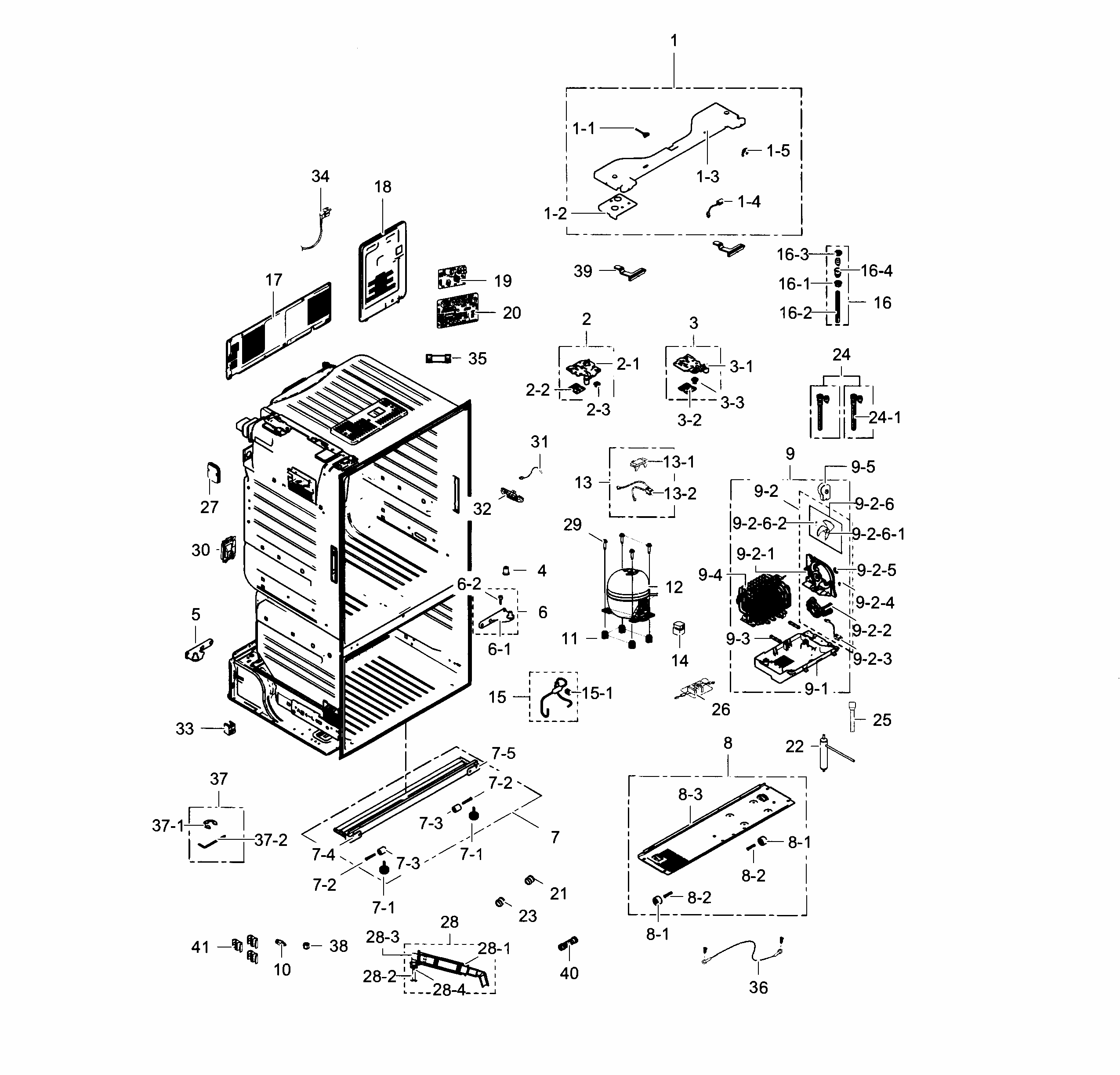 Cabinet Diagram and Parts List for RF323TEDBBC AA-0003 Samsung Refrigerator