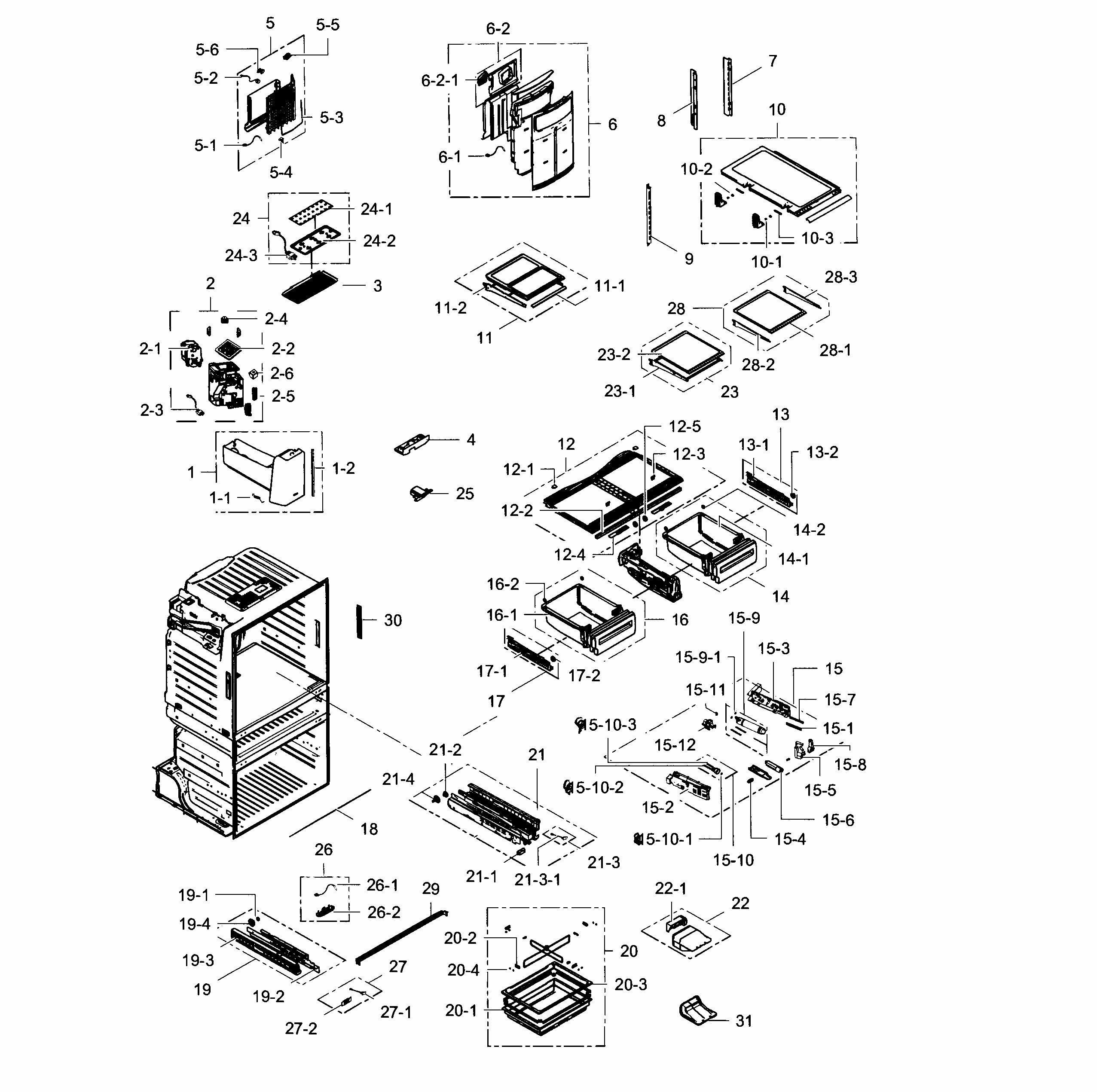 Refrigerator Diagram and Parts List for RF28HMEDBSR AA-0004 Samsung Refrigerator