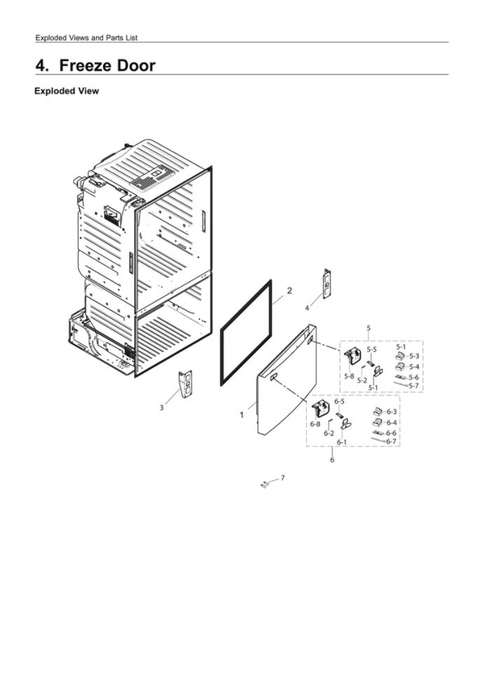 Freezer Door Parts Diagram and Parts List for RF26J7510SR AA-00 Samsung Refrigerator