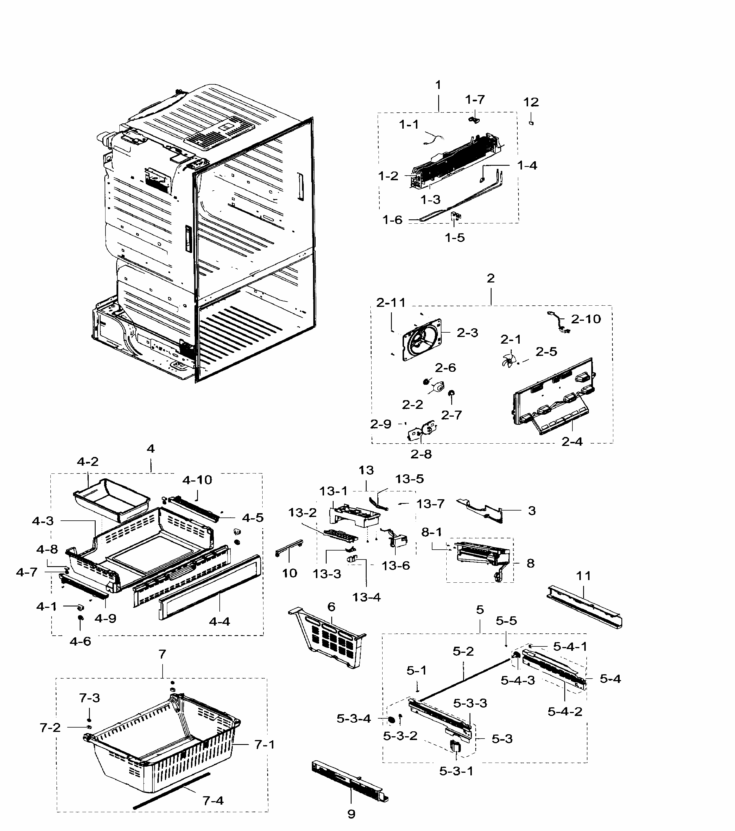 Freezer Diagram and Parts List for RF28HFEDTBC AA-0008 Samsung Refrigerator