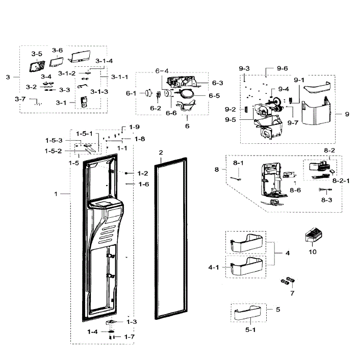 Left Door Diagram and Parts List for RH29H9000SR AA-01 Samsung Refrigerator