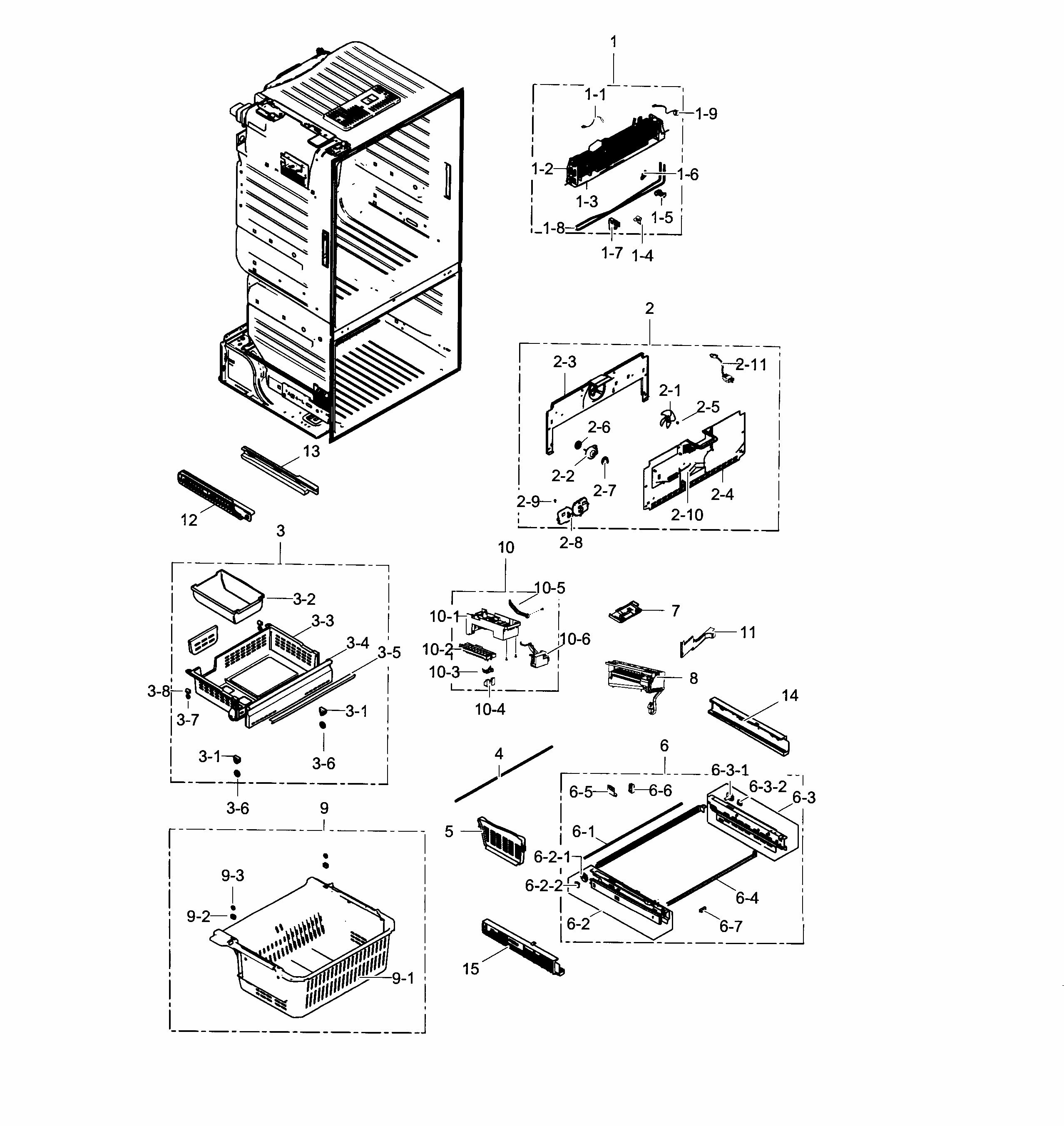 Freezer Diagram and Parts List for RF30HDEDTSR AA-0004 Samsung Refrigerator