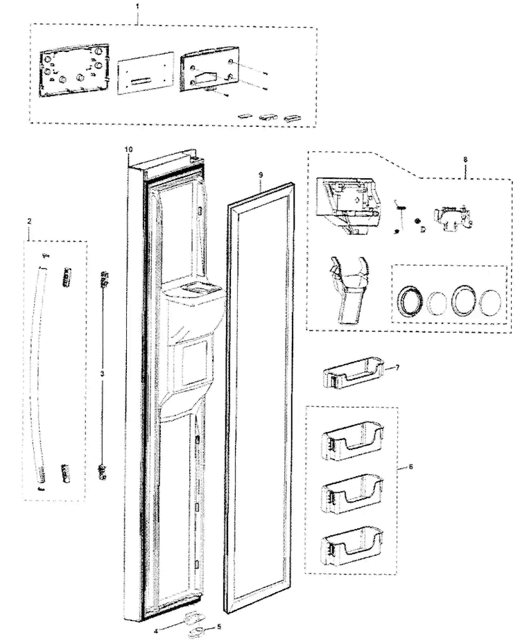 Fre Door Diagram and Parts List for RS263TDWP XAA Samsung Refrigerator