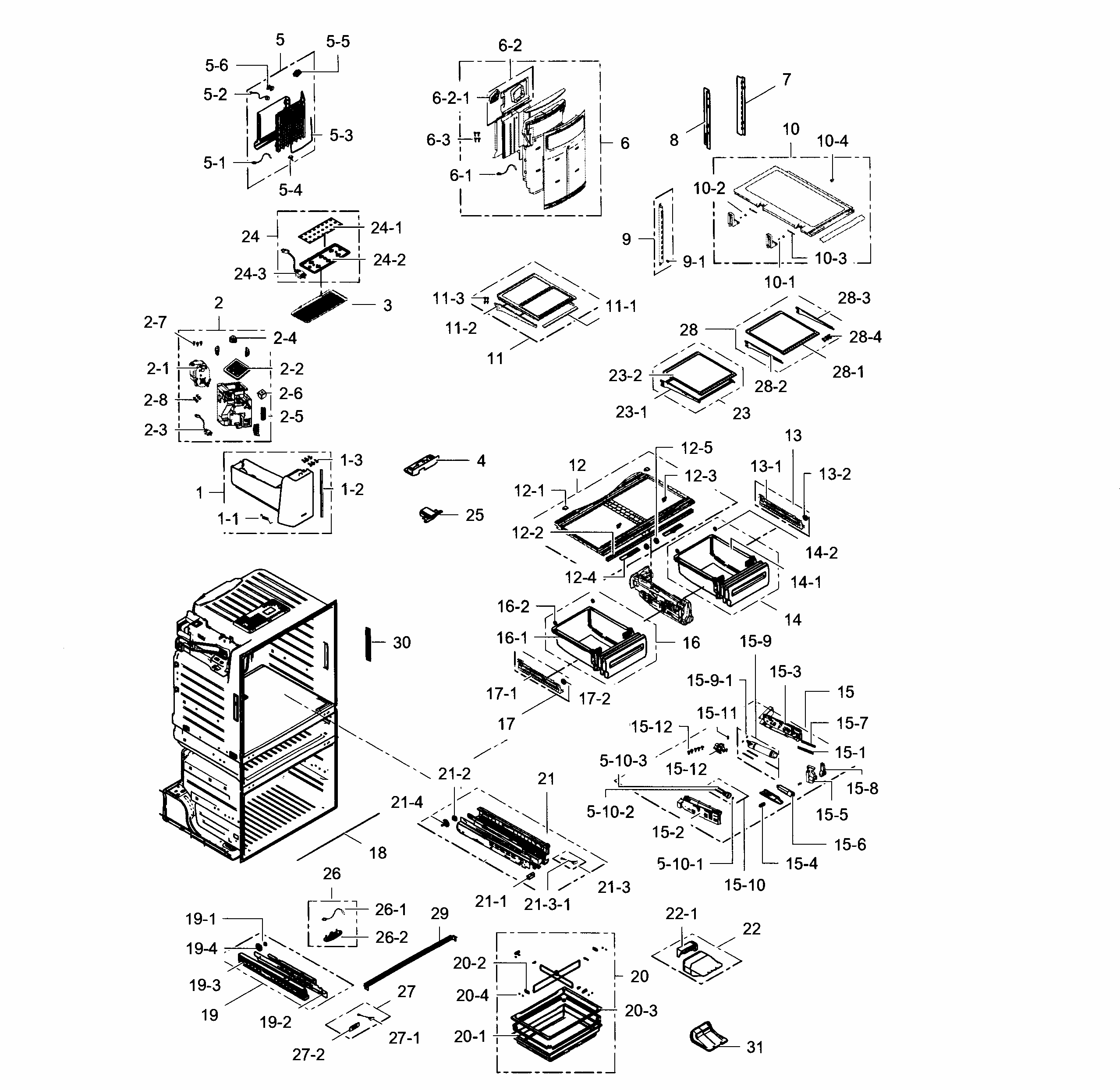 Refrigerator Diagram and Parts List for RF28HMEDBSR AA-0005 Samsung Refrigerator