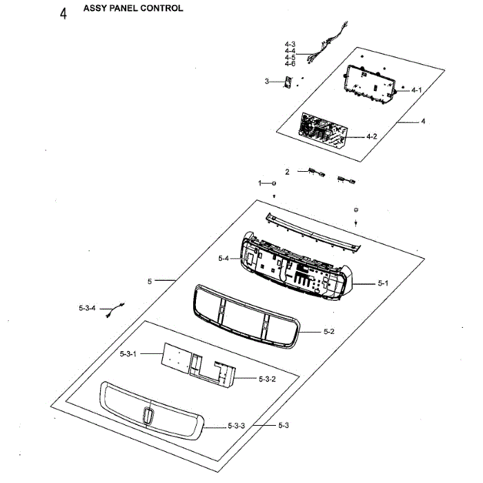 Control Panel Diagram and Parts List for DVG60M9900W A3-00 Samsung Dryer