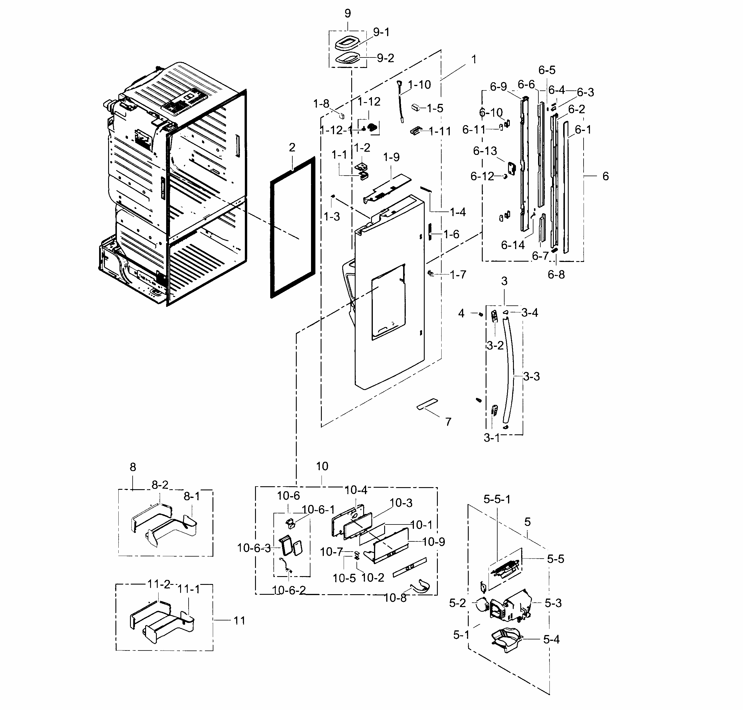 Fridge Door L Diagram and Parts List for RF23HCEDBSR AA-0006 Samsung Refrigerator
