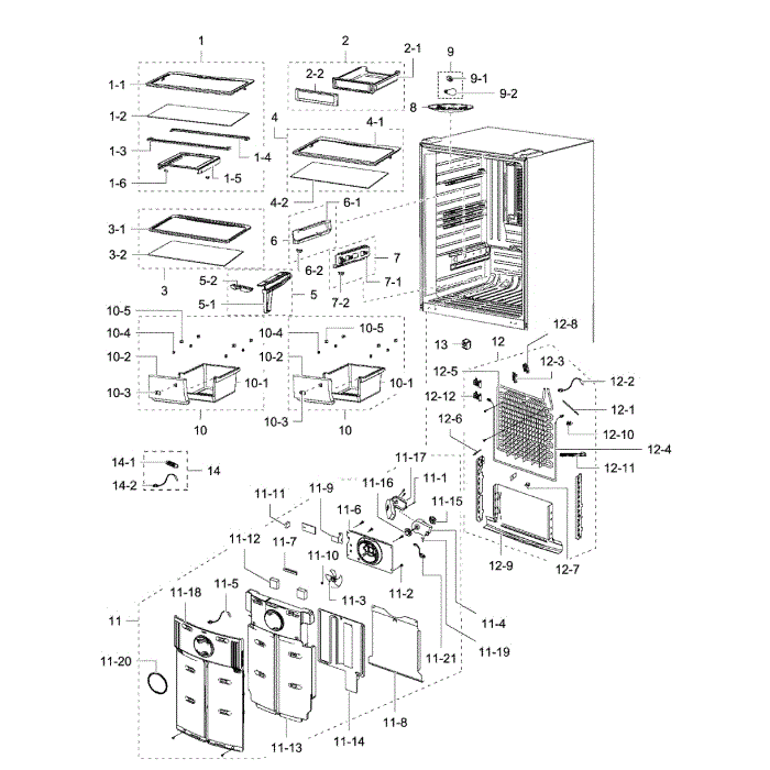 Refrigerator Diagram and Parts List for RB215ABPN XAA-00 Samsung Refrigerator