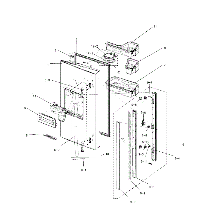 Left Door Diagram and Parts List for RF267ACRS XAA-00 Samsung Refrigerator