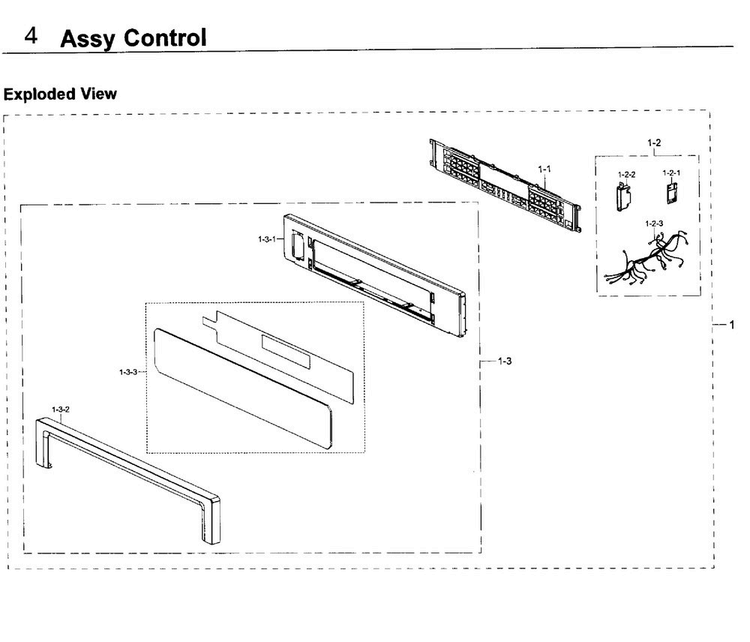 Control Asy Diagram and Parts List for NV51K6650SS AA-0000 Samsung Wall Oven
