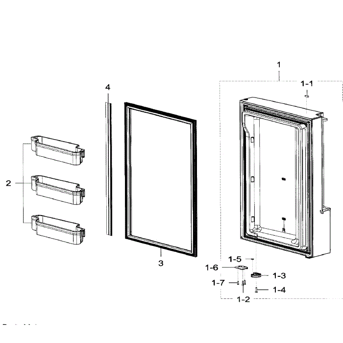 Freezer Door Rt Diagram and Parts List for RF32FMQDBSR AA-05 Samsung Refrigerator