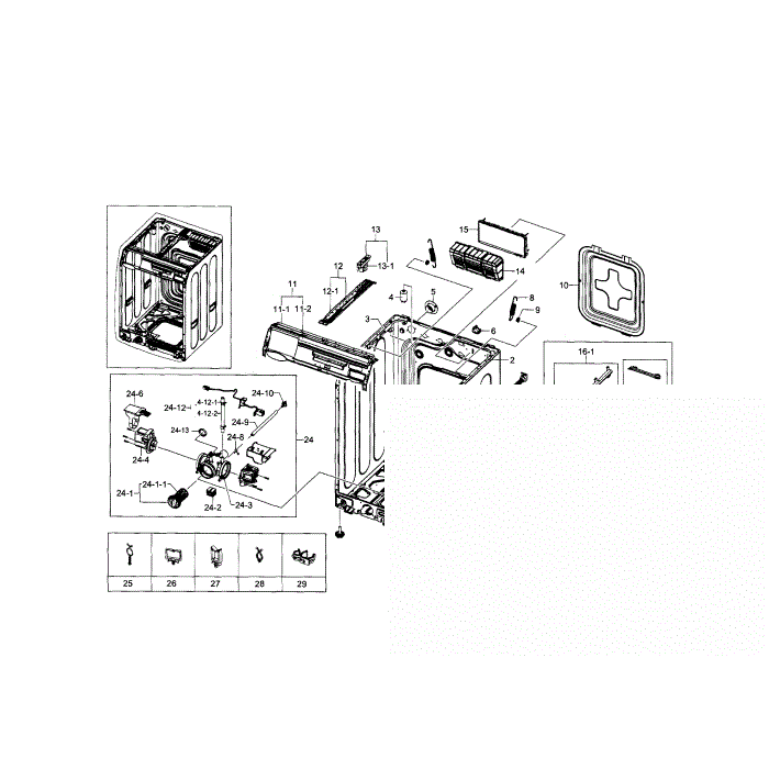 Frame And Cover Diagram and Parts List for WF448AAW XAA-07 Samsung Washer