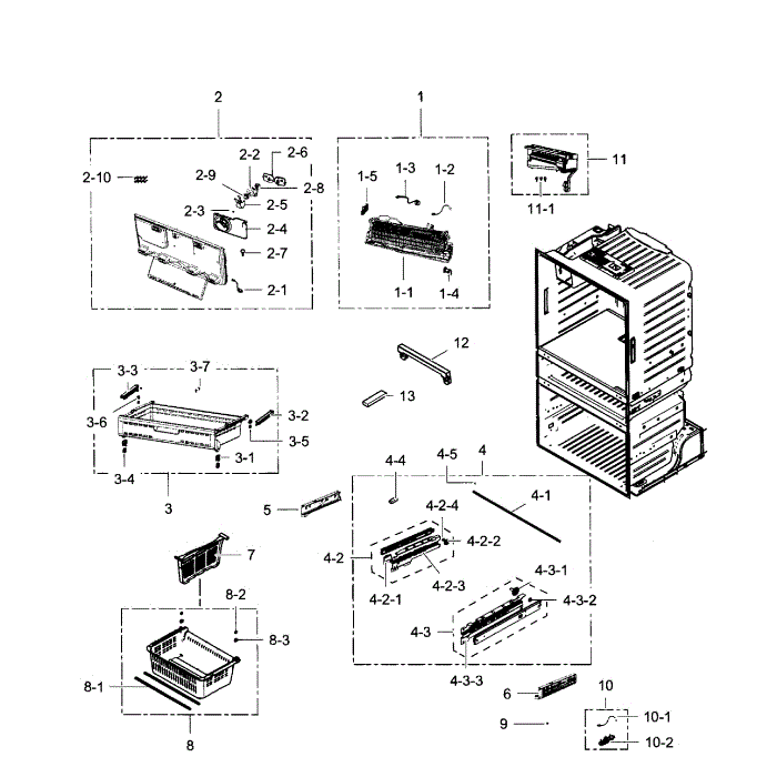 Freezer Diagram and Parts List for RF28JBEDBSG AA-03 Samsung Refrigerator