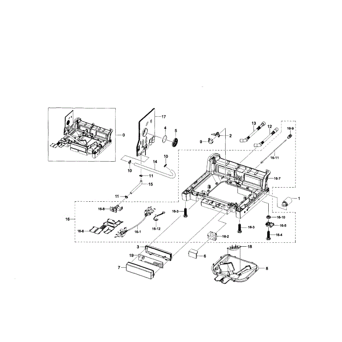 Base Diagram and Parts List for DW80F800UWS AA-01 Samsung Dishwasher