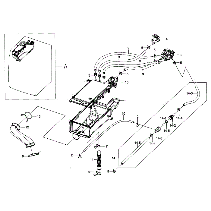 Housing Drawer Diagram and Parts List for WF393BTPAWR A1-00 Samsung Washer