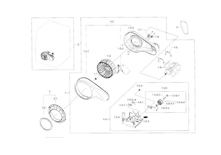 Motor Diagram and Parts List for DV331AGR XAA-0002 Samsung Dryer