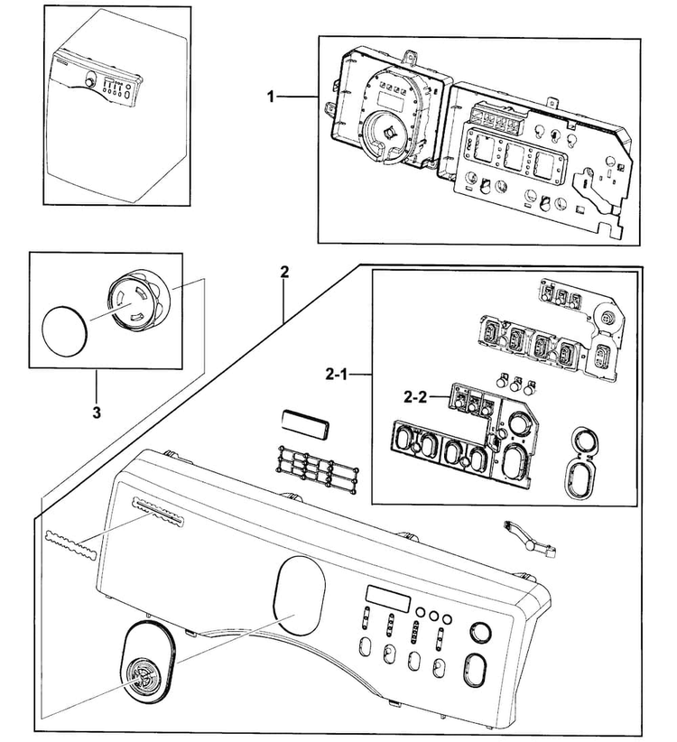 Control Panel Diagram and Parts List for DV219AEB XAA-0000 Samsung Dryer