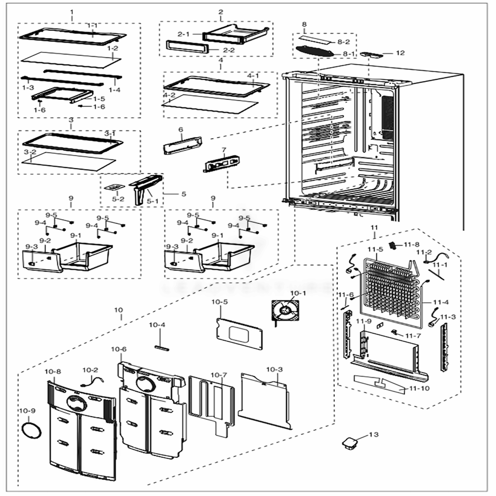 Fridge Diagram and Parts List for RF18HFENBSR (US)(0000) Samsung Refrigerator