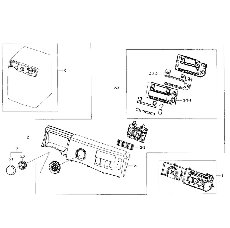 Control Panel Diagram and Parts List for WF405ATPASU AA-0001 Samsung Washer