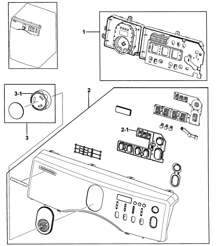 Control Panel Diagram and Parts List for DV218AGB XAA-0000 Samsung Dryer