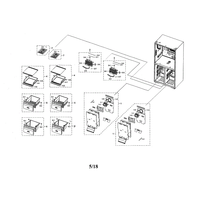Freezer Diagram and Parts List for RF22N9781SR AA-00 Samsung Refrigerator
