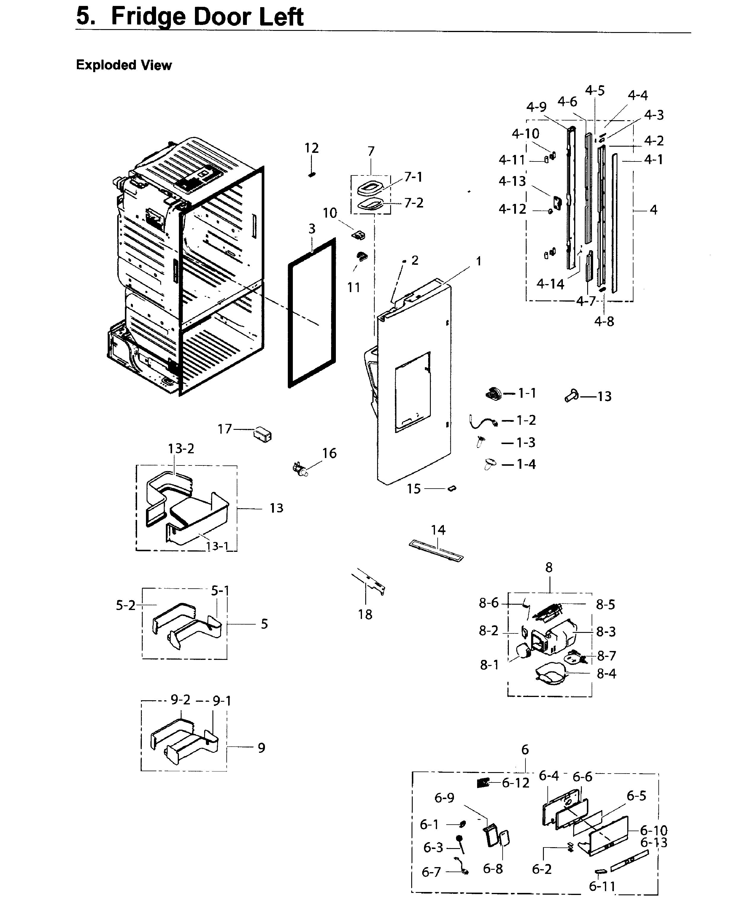 Fridge Door L Diagram and Parts List for RF26J7500BC AA-0002 Samsung Refrigerator
