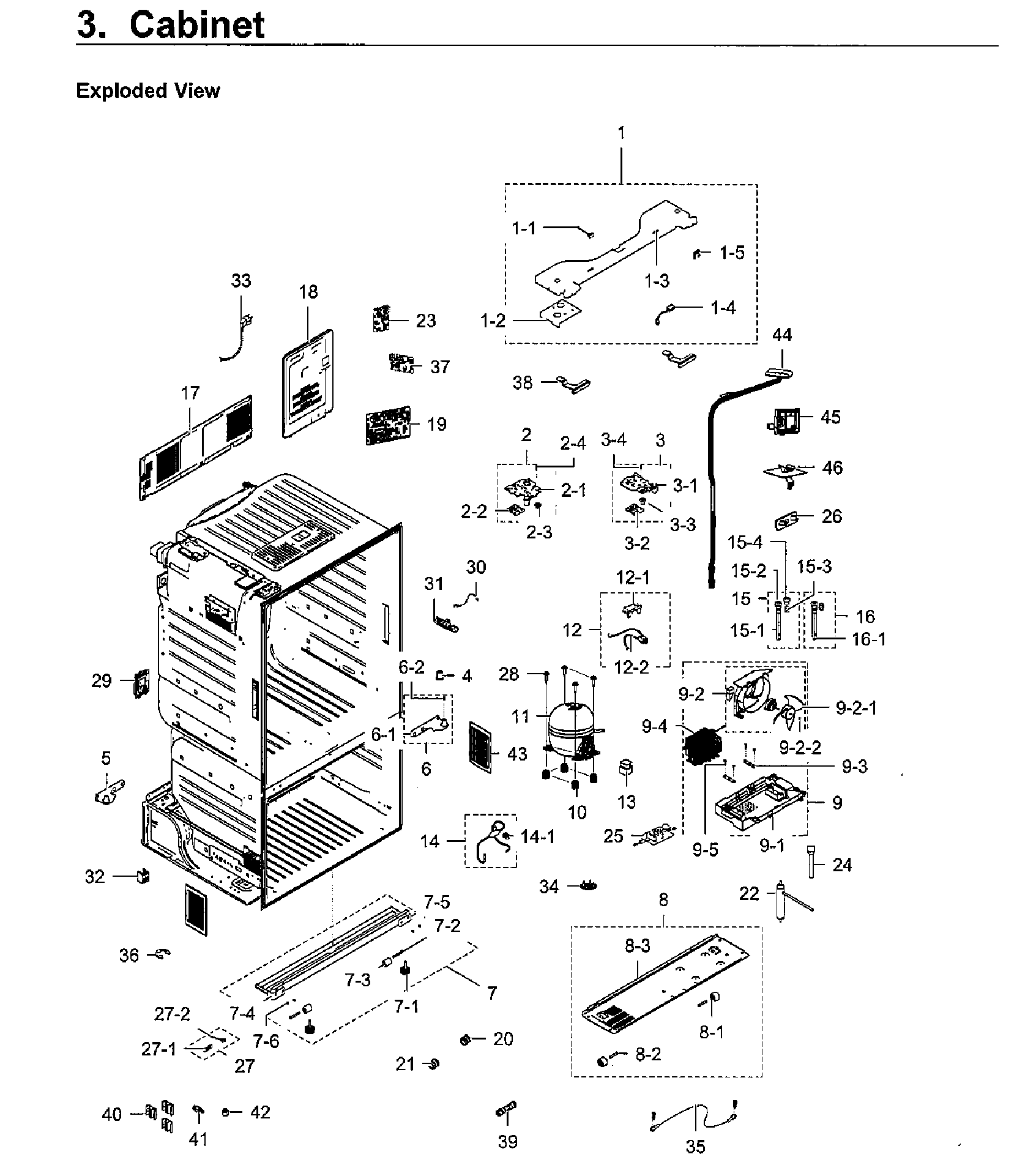Cabinet Diagram and Parts List for RF28HFEDBWW AA-0007 Samsung Refrigerator