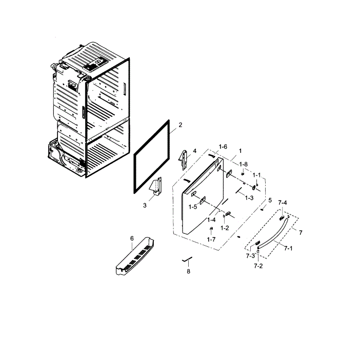 Freezer Door Diagram and Parts List for RF323TEDBBC AA-02 Samsung Refrigerator