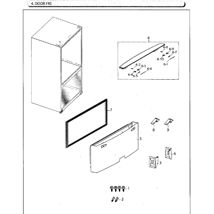 Door-Freezer Diagram and Parts List for RF260BEAESG AA-00 Samsung Refrigerator