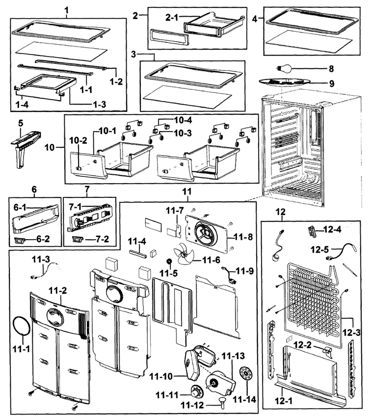Refrigerator Diagram and Parts List for RB217ABWP XAA-0000 Samsung Refrigerator