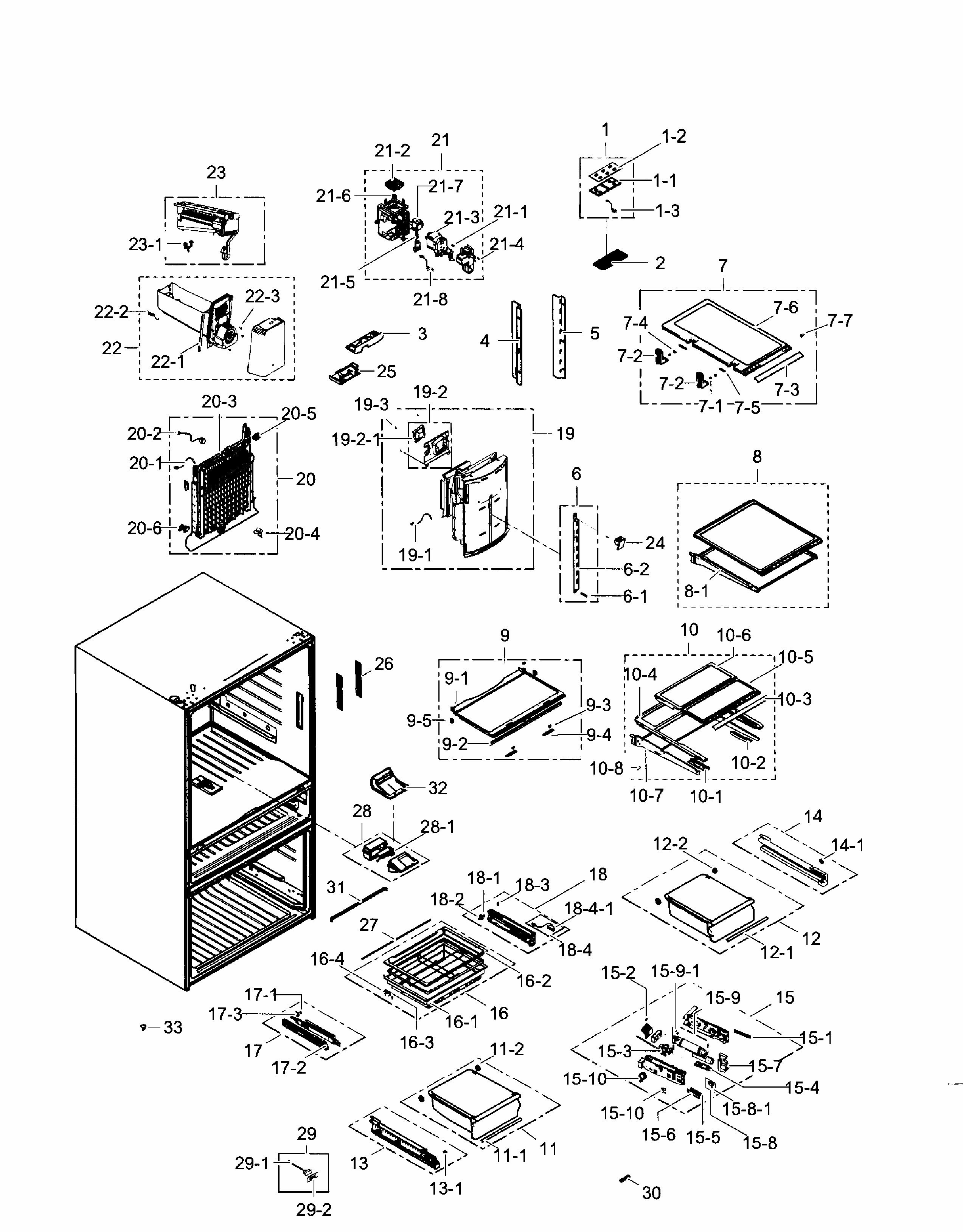 Fridge Diagram and Parts List for RF31FMEDBBC AA-0005 Samsung Refrigerator