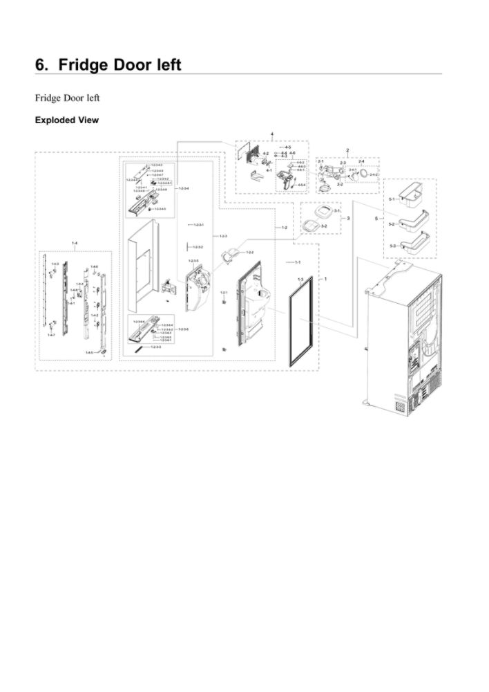 Left Refrigerator Door Parts Diagram and Parts List for RF22NPEDBSR AA-05 Samsung Refrigerator