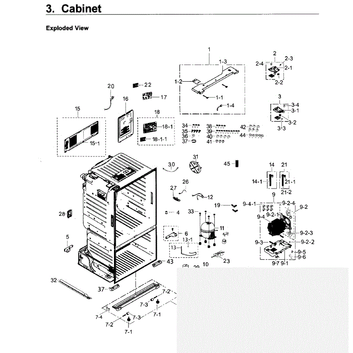 Cabinet Diagram and Parts List for RF26J7500BC AA-00 Samsung Refrigerator