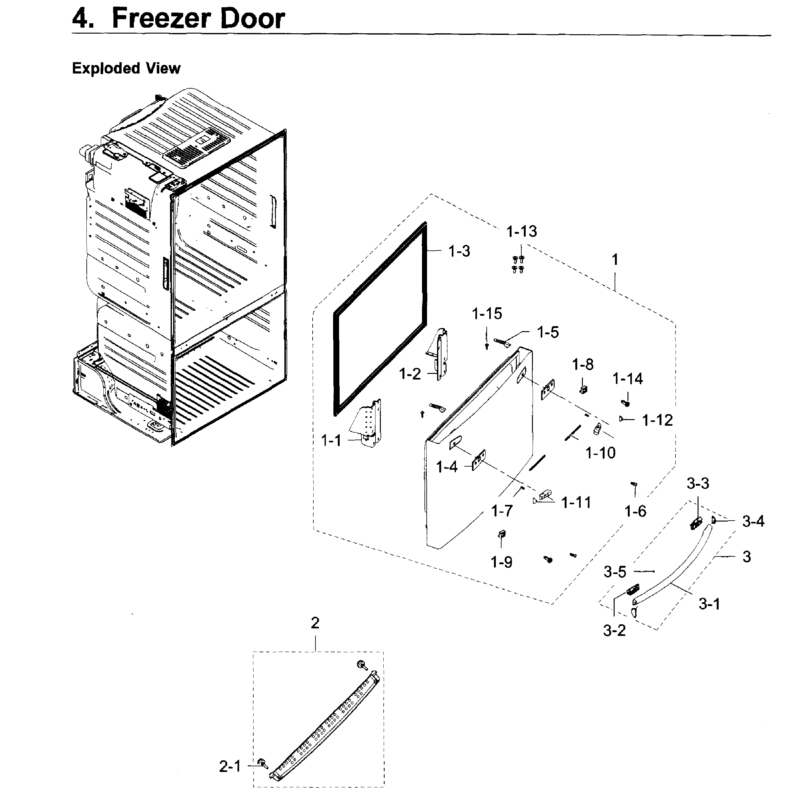 Freezer Door Diagram and Parts List for RF28HDEDPWW AA-0006 Samsung Refrigerator