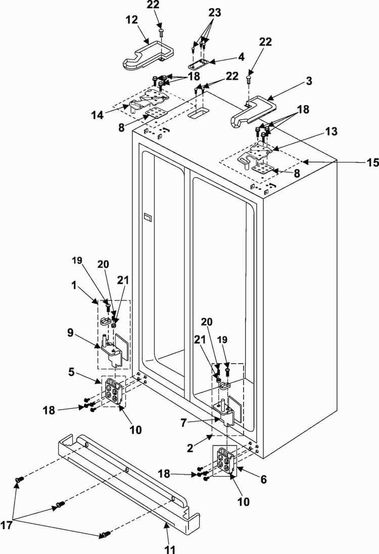Hinges Diagram and Parts List for RS257BARB XAA Samsung Refrigerator