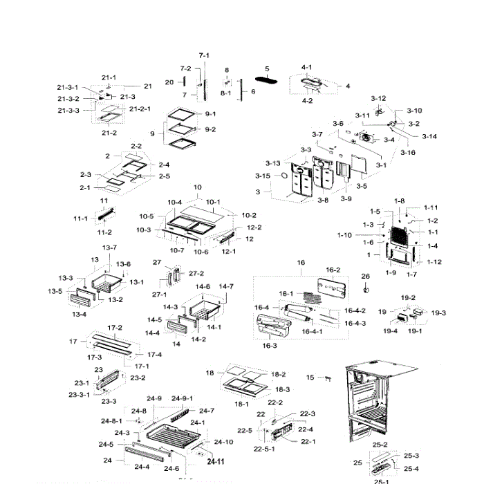 Fridge Diagram and Parts List for RFG299AARS XAA-00 Samsung Refrigerator