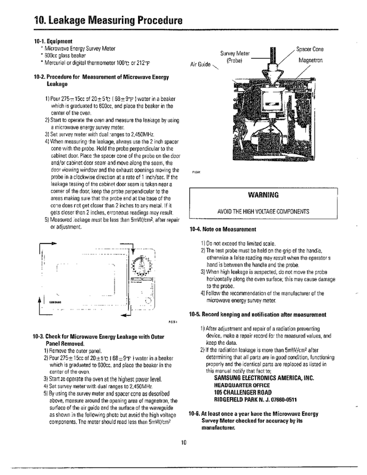Precaution/specifications Page 9 Diagram and Parts List for MW3050W XAA Samsung Microwave