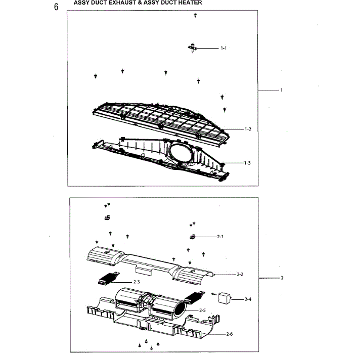 Duct Exhaust And Heater Diagram and Parts List for DVE60M9900V A3-00 Samsung Dryer