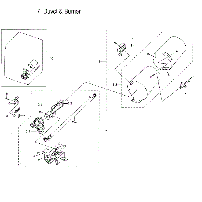 Gas Burner Diagram and Parts List for DVG55M9600V A3-00 Samsung Dryer