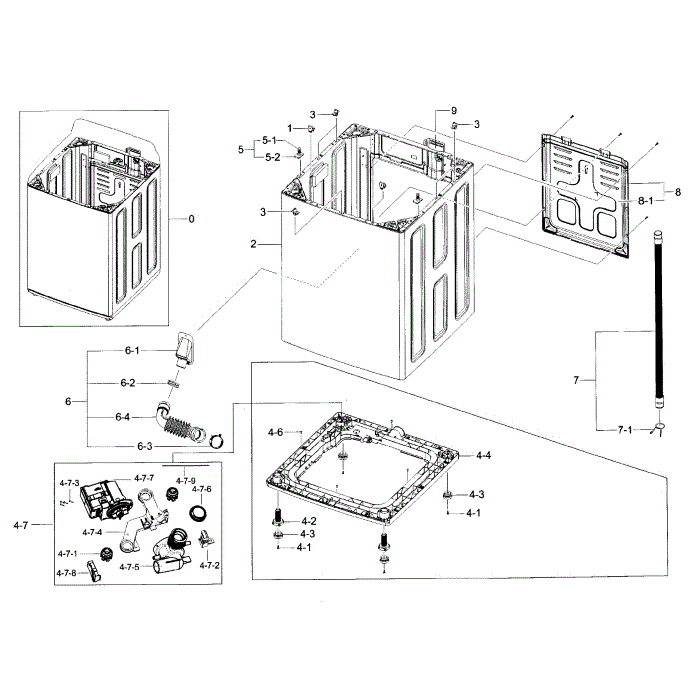 Frame Diagram and Parts List for WA56H9000AW A2-00 Samsung Washer