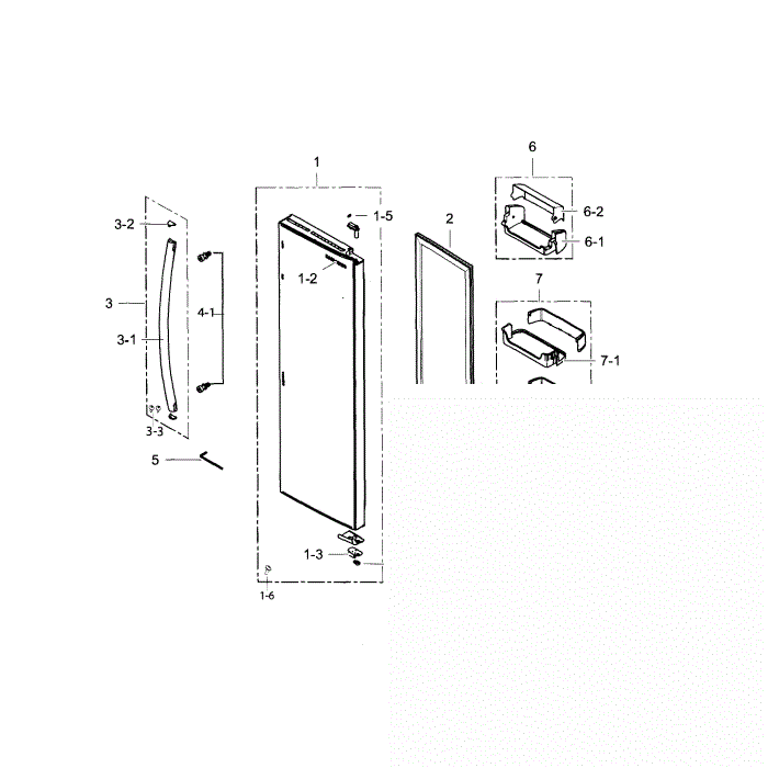 Refrigerator Door Diagram and Parts List for RS25H5121BC AA-00 Samsung Refrigerator